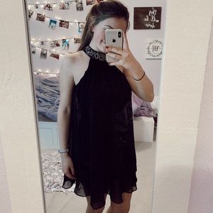 High Neck Black Dress